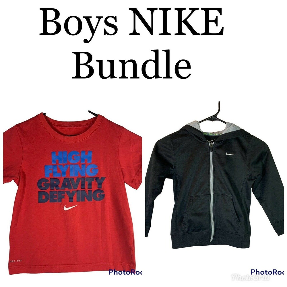 Boys NIKE Black Jacket and Red Graphic T Shirt size 6/7 BUNDLE